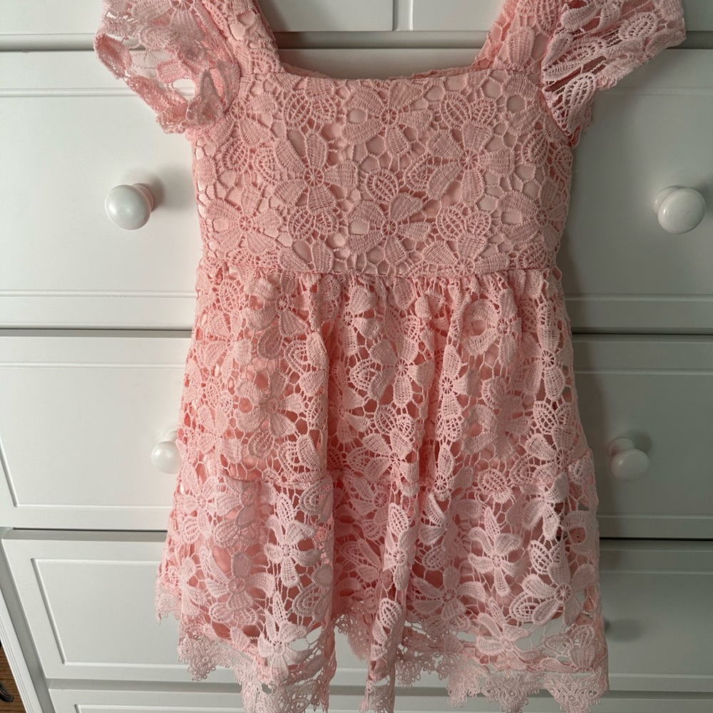 Rare Editions Lace Peach Dress